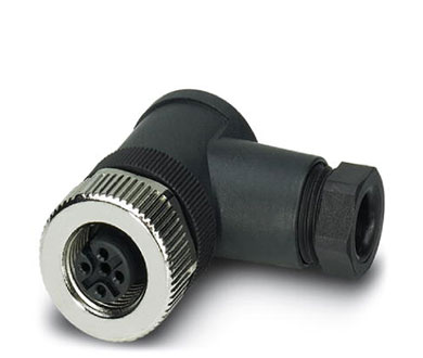 Conector universal 4 polos, conexión acodado M12